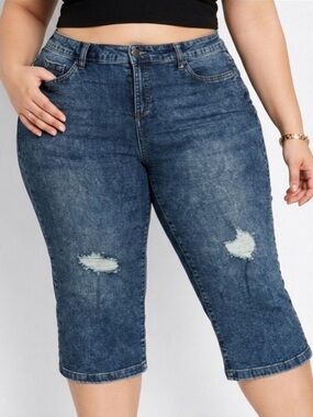😍SHOW SPECIAL CLEO PETITES Denim Capri Jean Size 14